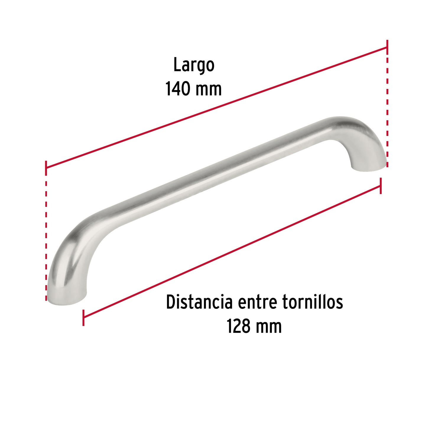 Jaladera de 128mm estilo 'Cádiz' acabado níquel satinado