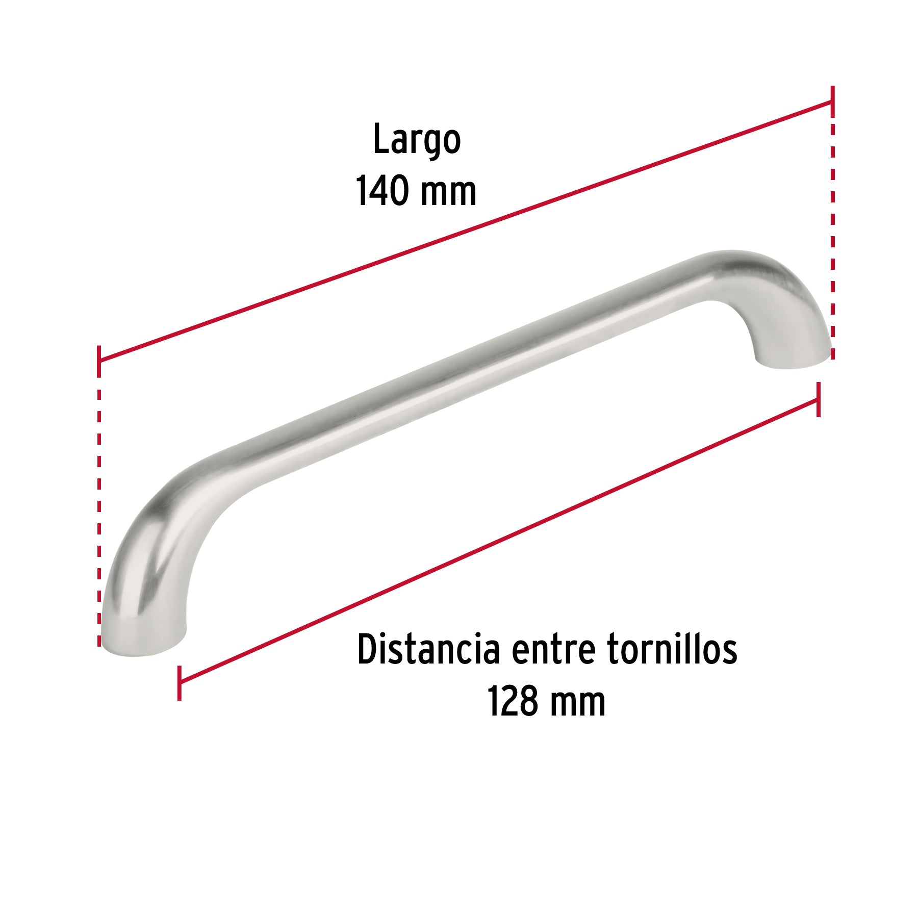 Jaladera de 128mm estilo 'Cádiz' acabado níquel satinado