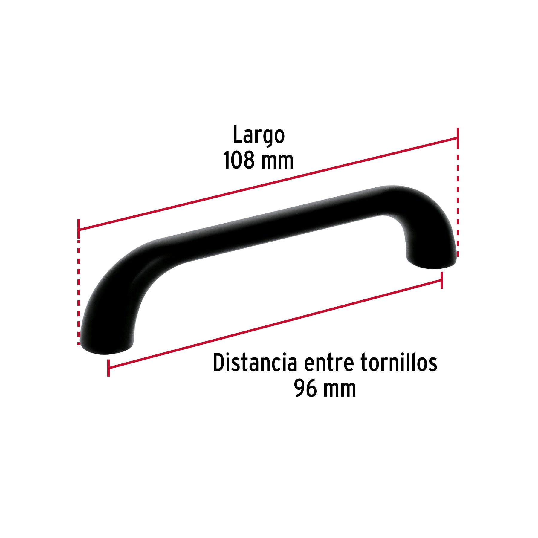 Jaladera de 96mm estilo 'Cádiz' acabado negro