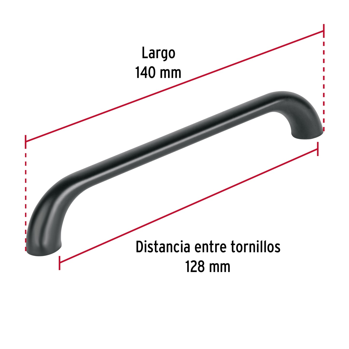 Jaladera de 128mm estilo 'Cádiz' acabado negro