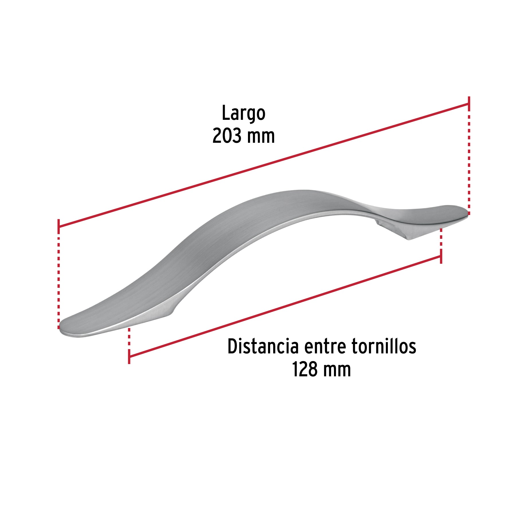 Jaladera de 128mm, línea Burgos, níquel, HERMEX