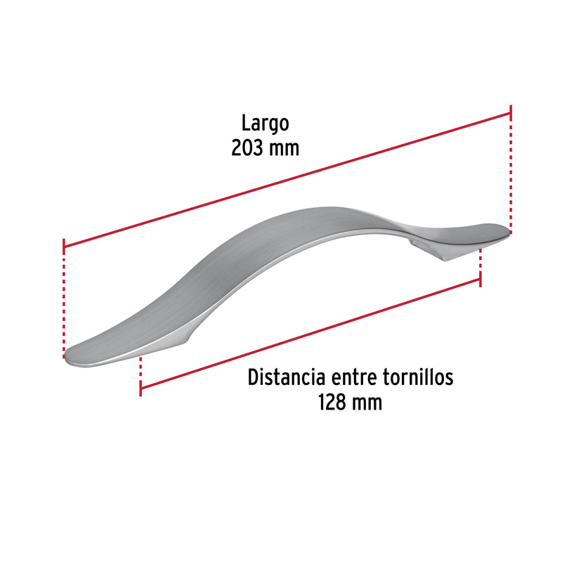 Jaladera de 128mm, línea Burgos, níquel, HERMEX