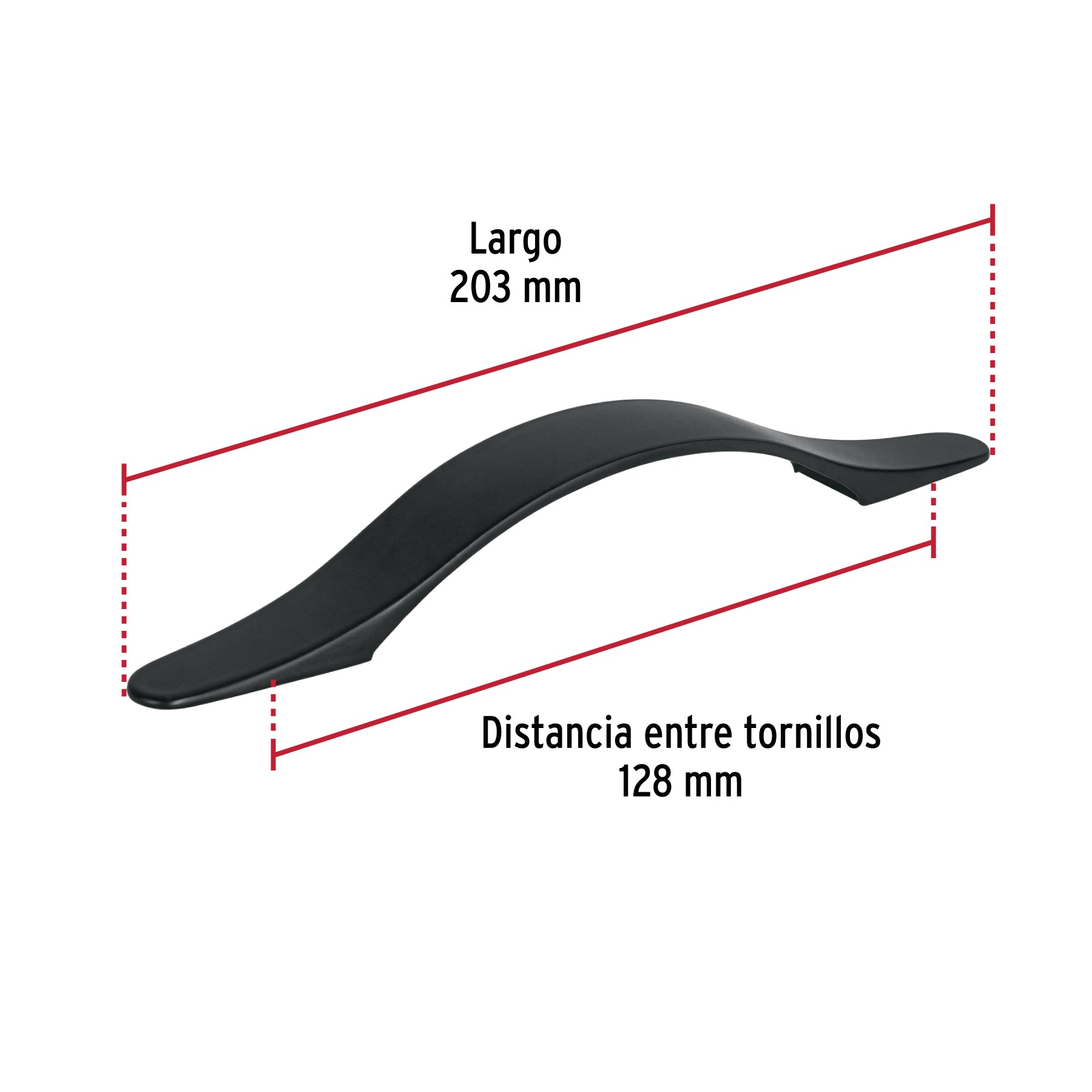 Jaladera de 128mm, línea Burgos, negro, HERMEX