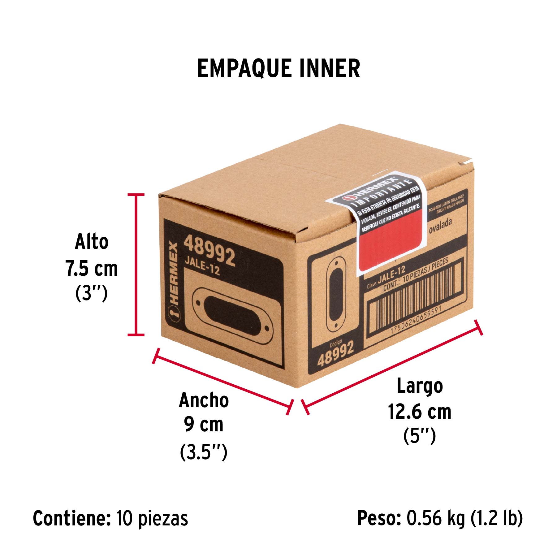 Jaladera de embutir, redonda, latón brillante