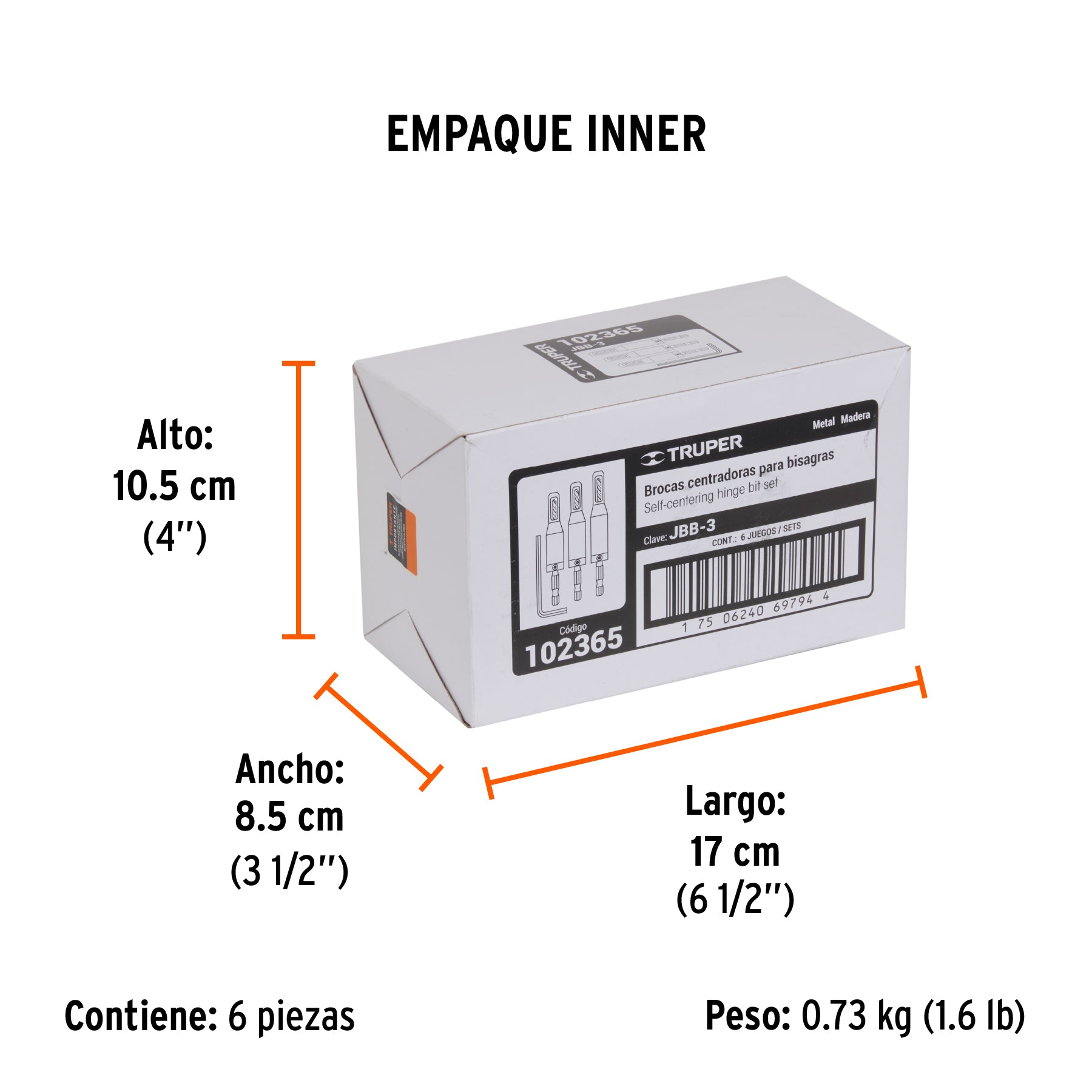 Juego de 3 brocas para bisagra, Truper