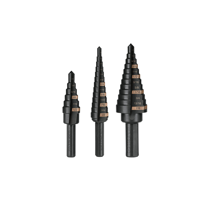 Juego de brocas escalonadas óxido negro 3 piezas