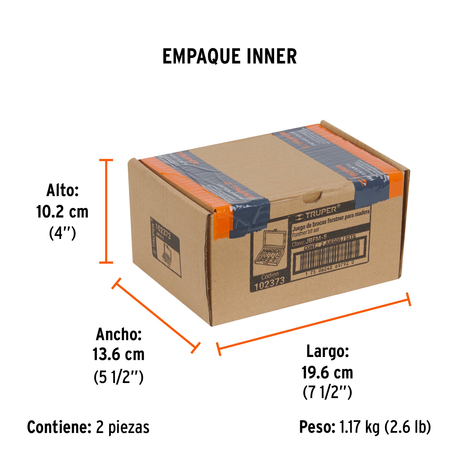 Juego de 5 brocas forstner para madera, Truper