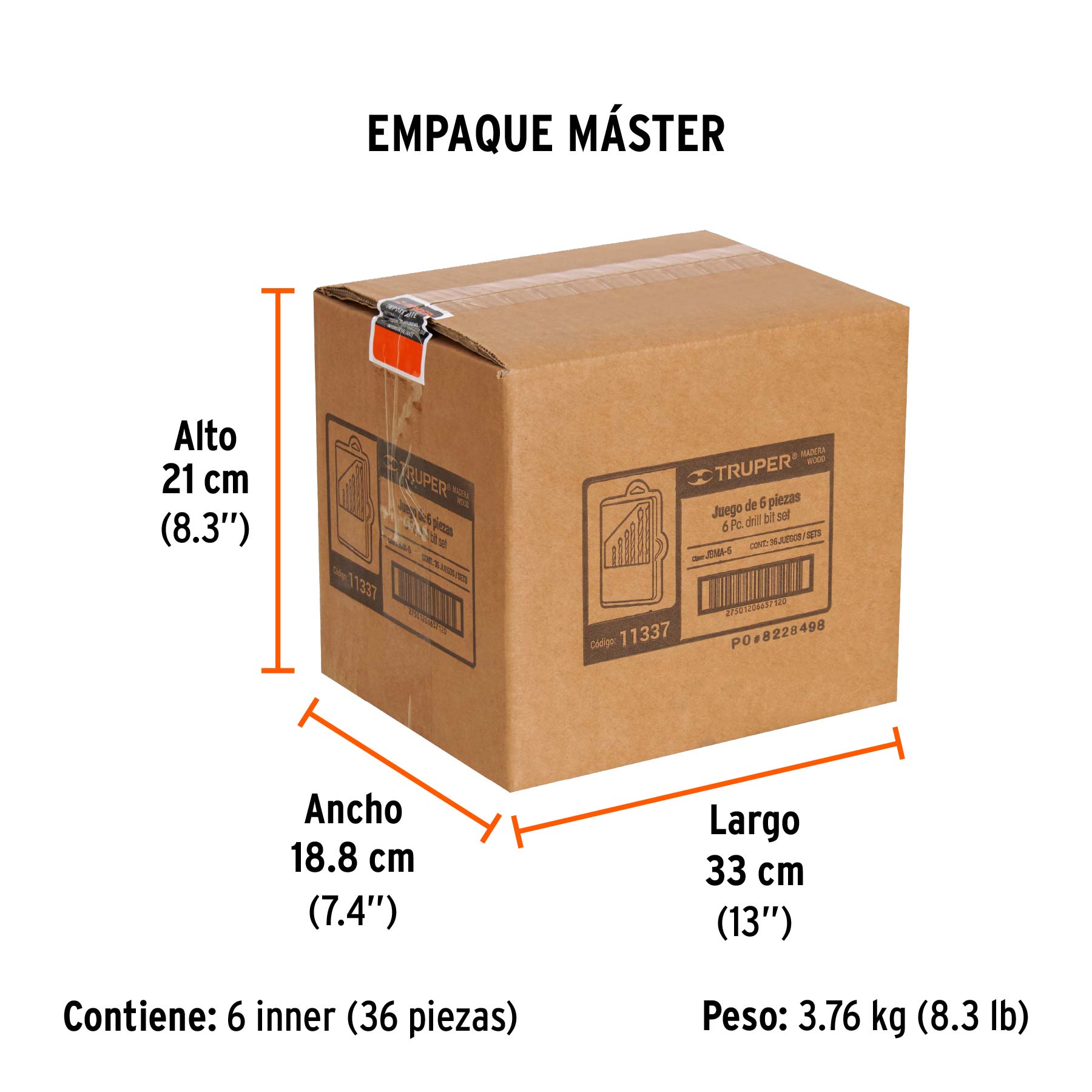 Juego de brocas para madera, 6 piezas