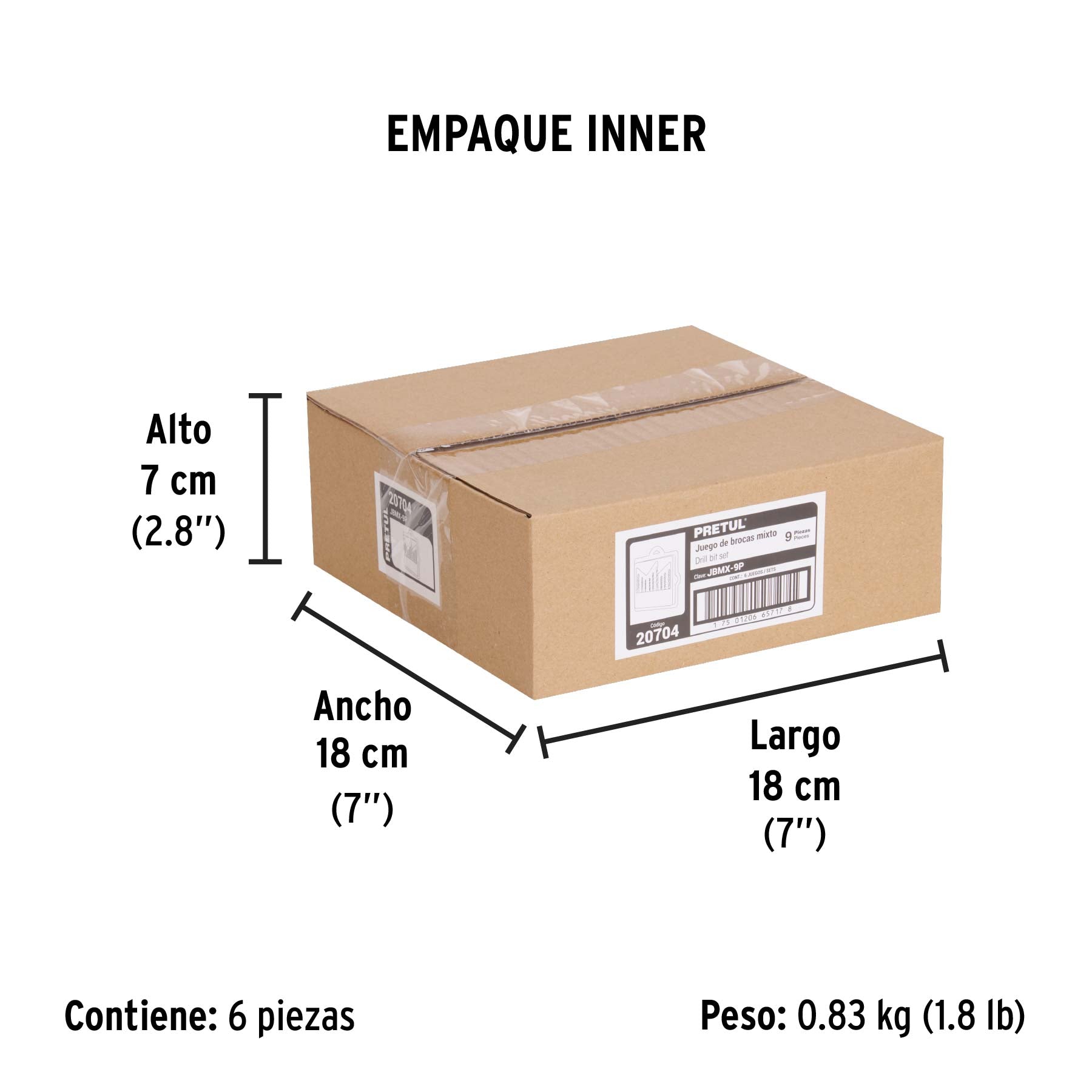 Juego de brocas mixto, 9 piezas, pretul