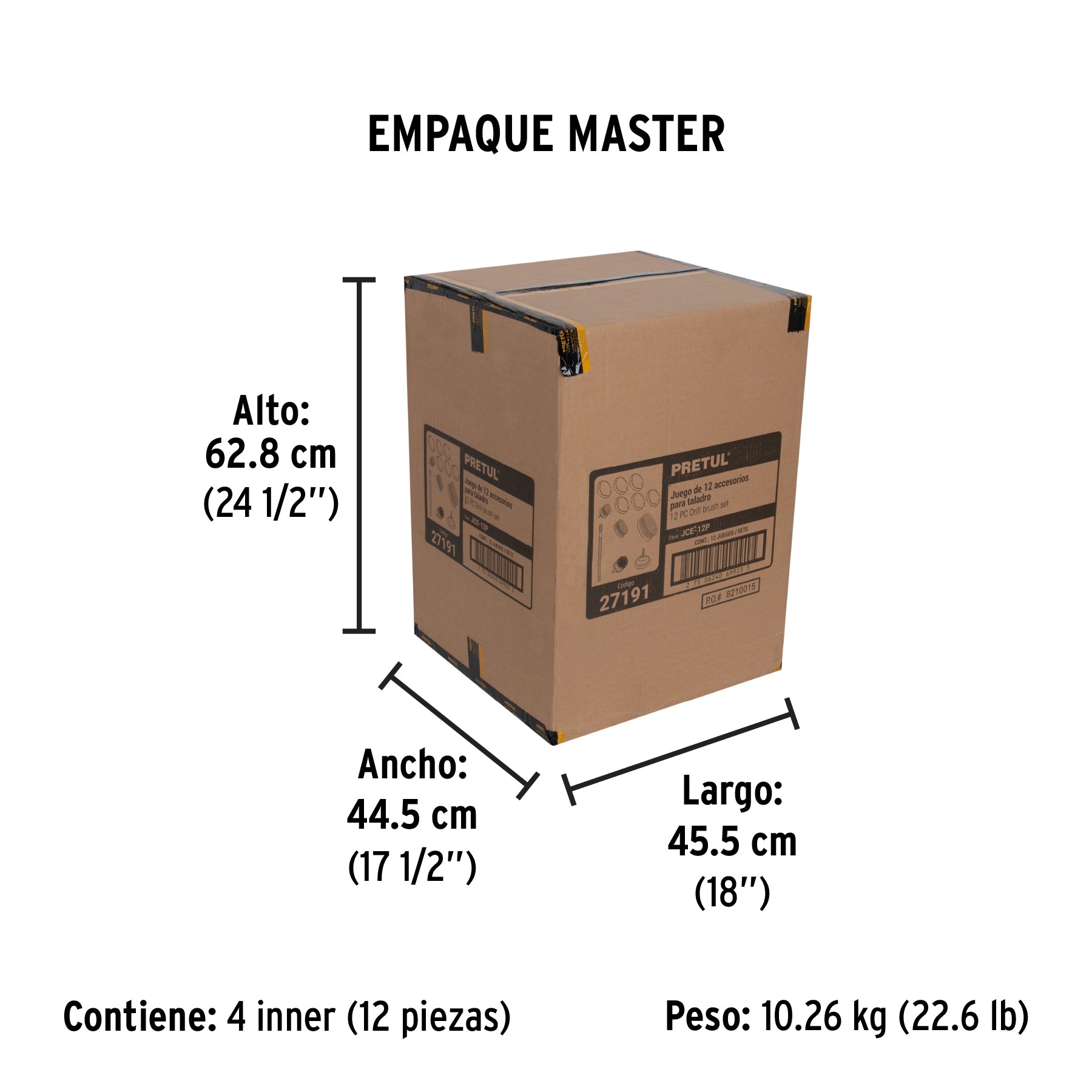 Juego 12 accesorios de limpieza y asentado p/taladro, Pretul