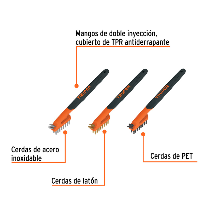 Juego de 3 mini cepillo de alambre