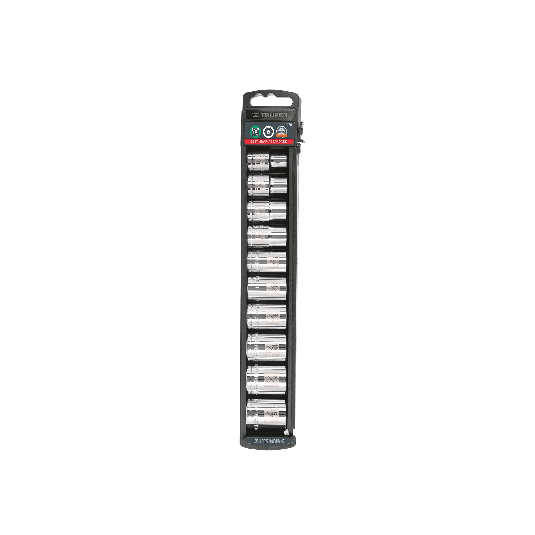 Juego dados, cuadro 1/2", 10 piezas