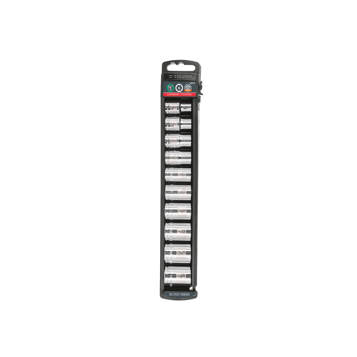 Juego dados, cuadro 1/2", 10 piezas