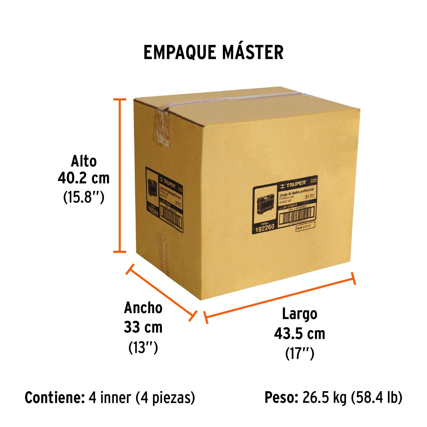 Juego de 31 herramientas cuadro 1/2' std para mecánico