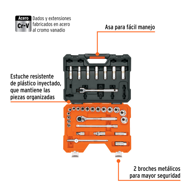 Juego de 31 herramientas cuadro 1/2' std para mecánico