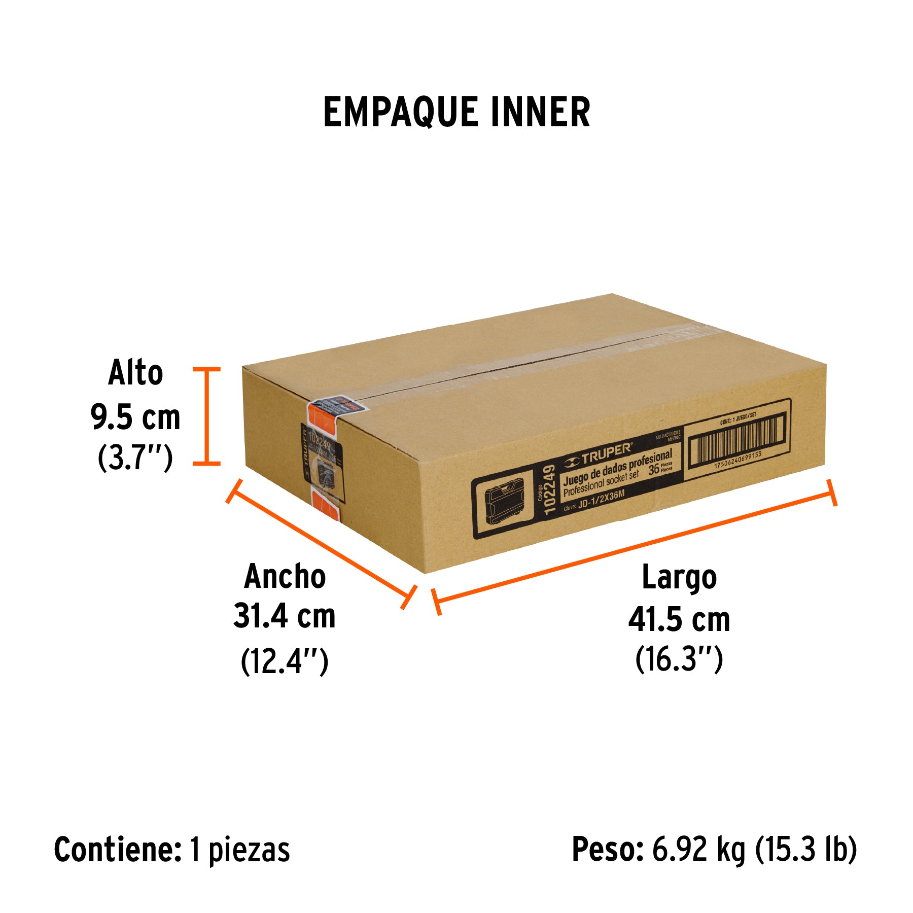 Juego de 36 herramientas cuadro 1/2' mm para mecánico