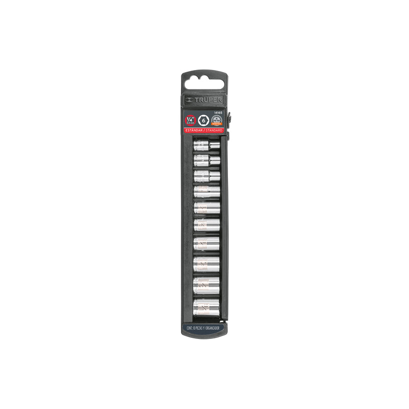 Juego de dados cuadro 1/4", 10 piezas