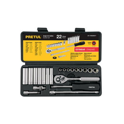 Juego de autoclé, cuadro 1/4", 22 piezas, Pretul