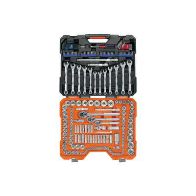 Juego de dados, cuadro 1/4, 3/8 y 1/2", 199 piezas, std y mm