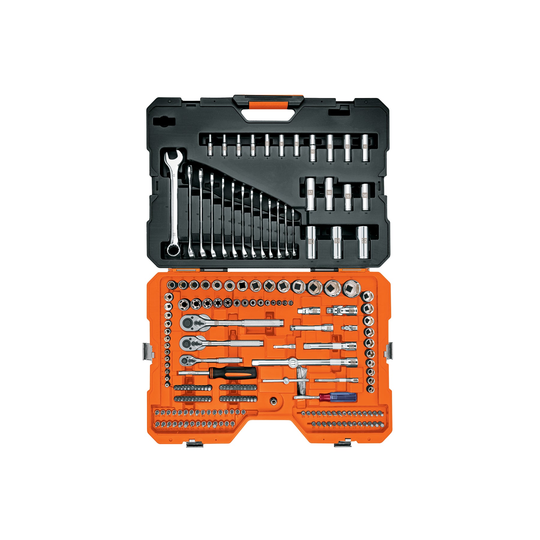 Juego autoclé, cuadro 1/4, 3/8 y 1/2", 210 piezas, std y mm