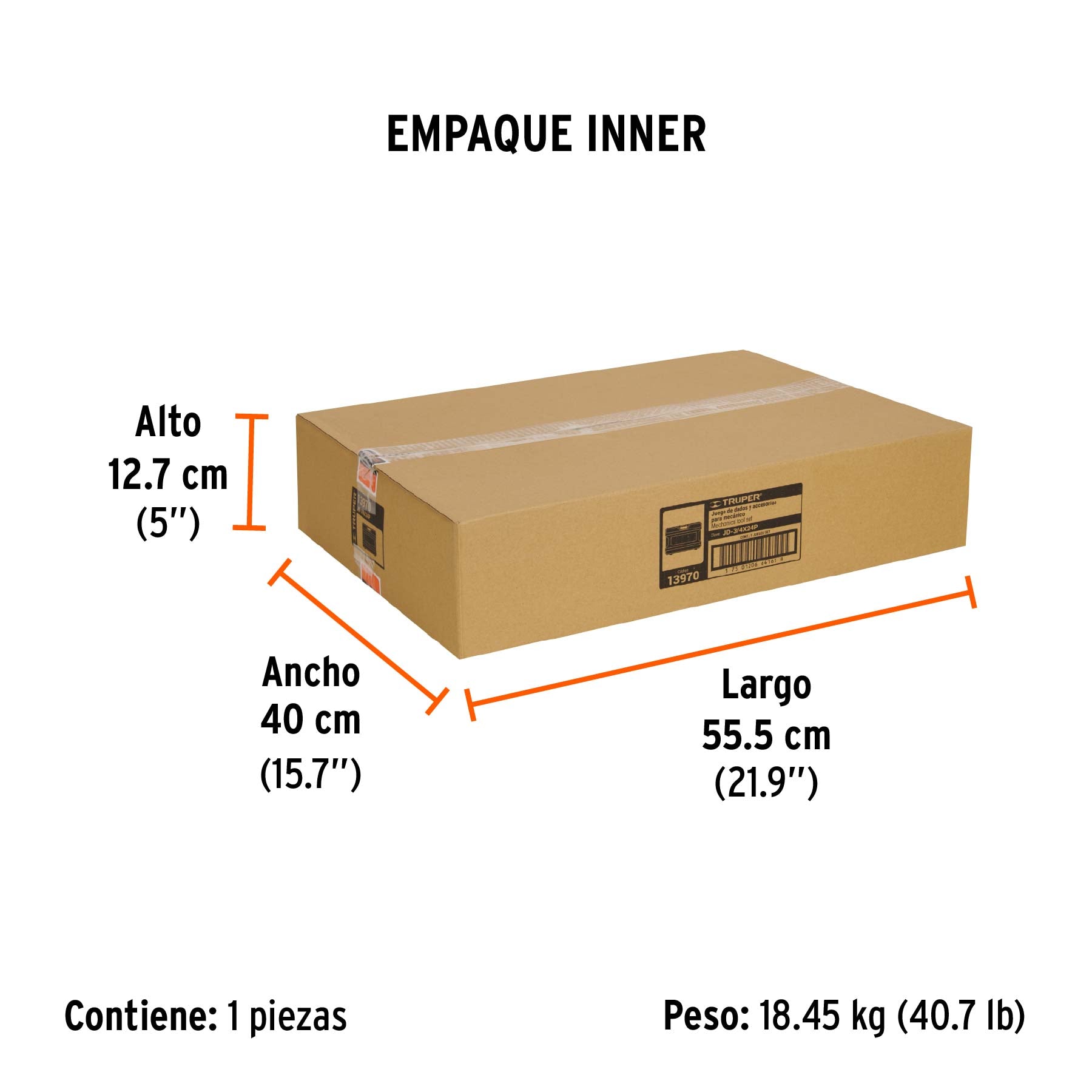 Juego de autoclé, cuadro 3/4", 23 piezas, Standard