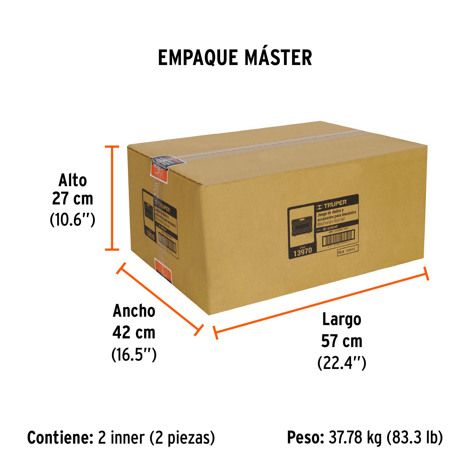 Juego de autoclé, cuadro 3/4", 23 piezas, Standard