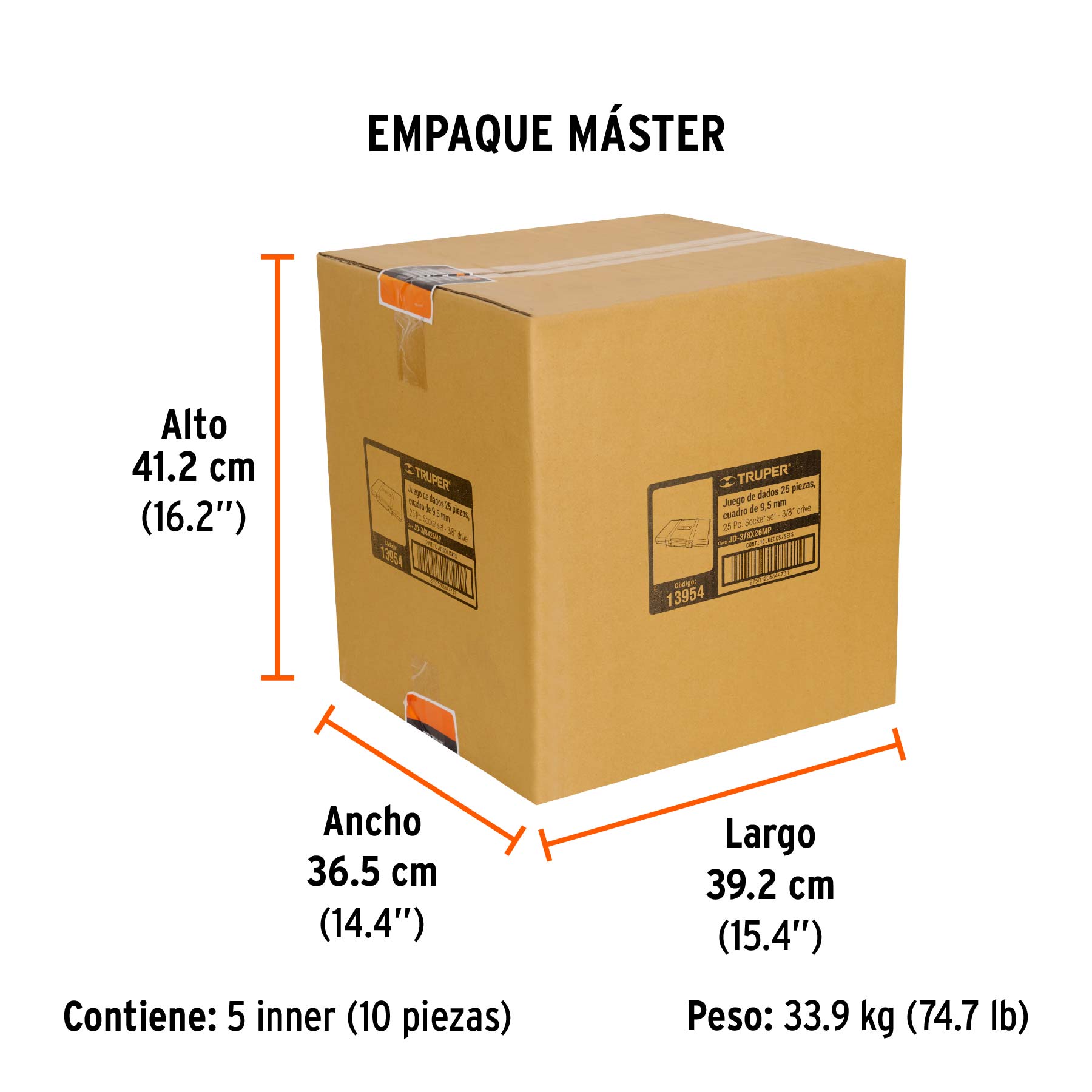 Juego de autoclé, cuadro 3/8", 25 piezas, std y mm