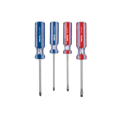 Juego de desarmadores, 4 piezas, mango pvc, pretul