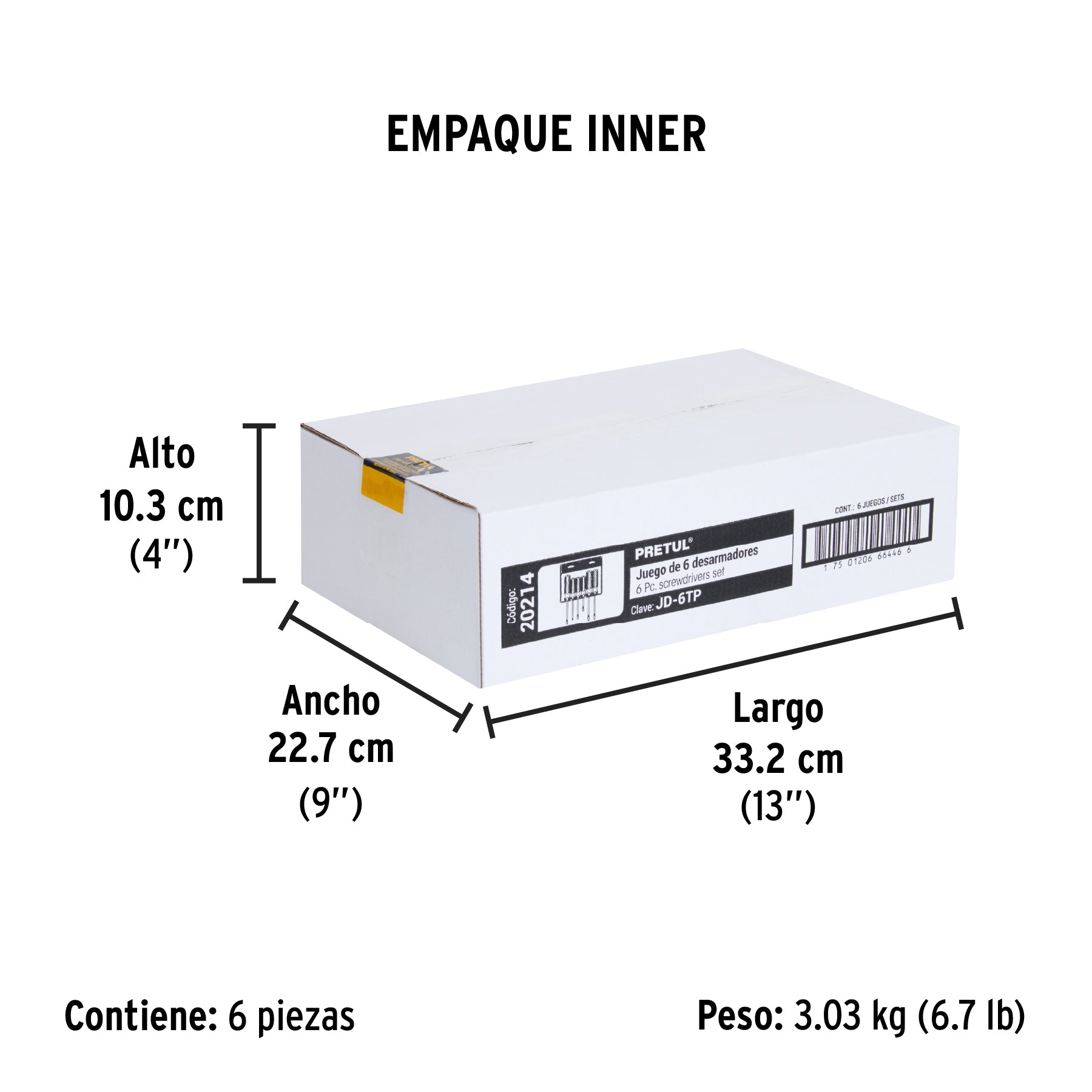 Juego de desarmadores, 6 piezas, mango pvc, pretul