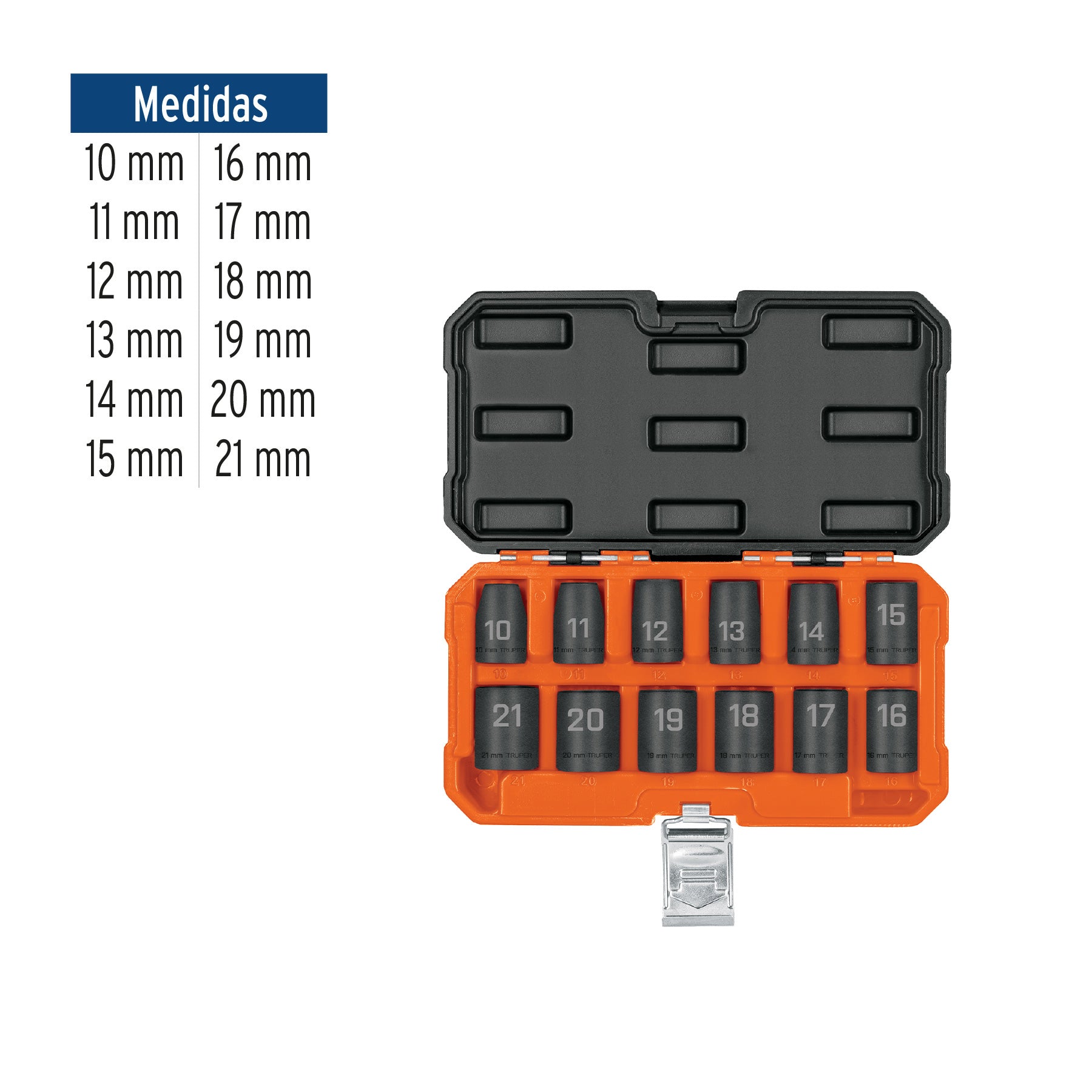 Juego 12 dados 1/2' impacto protección plástica 6p mm