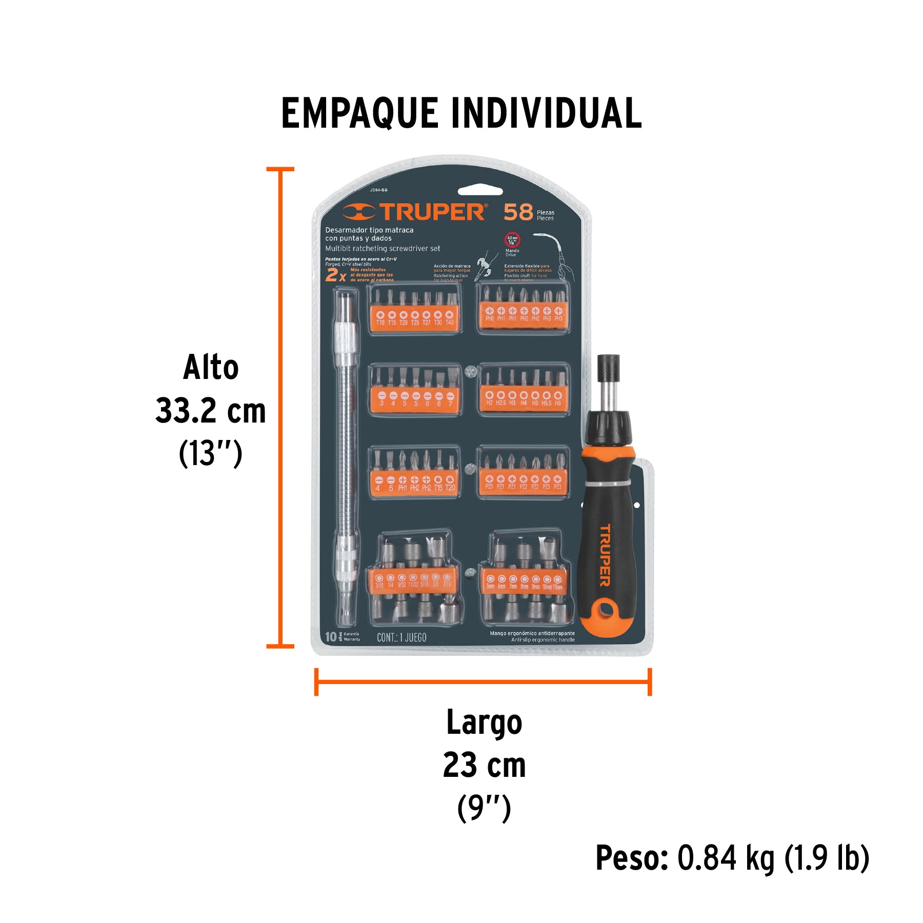 Juego de desarmador tipo matraca, 56 piezas