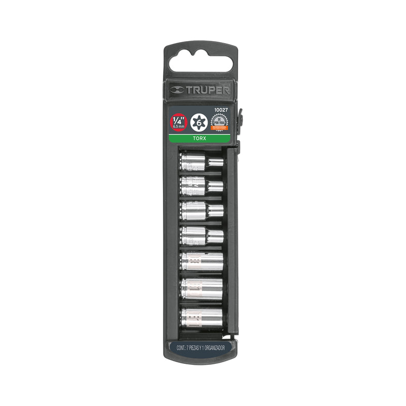Juego dados torx hembra, 1/4", 7 piezas