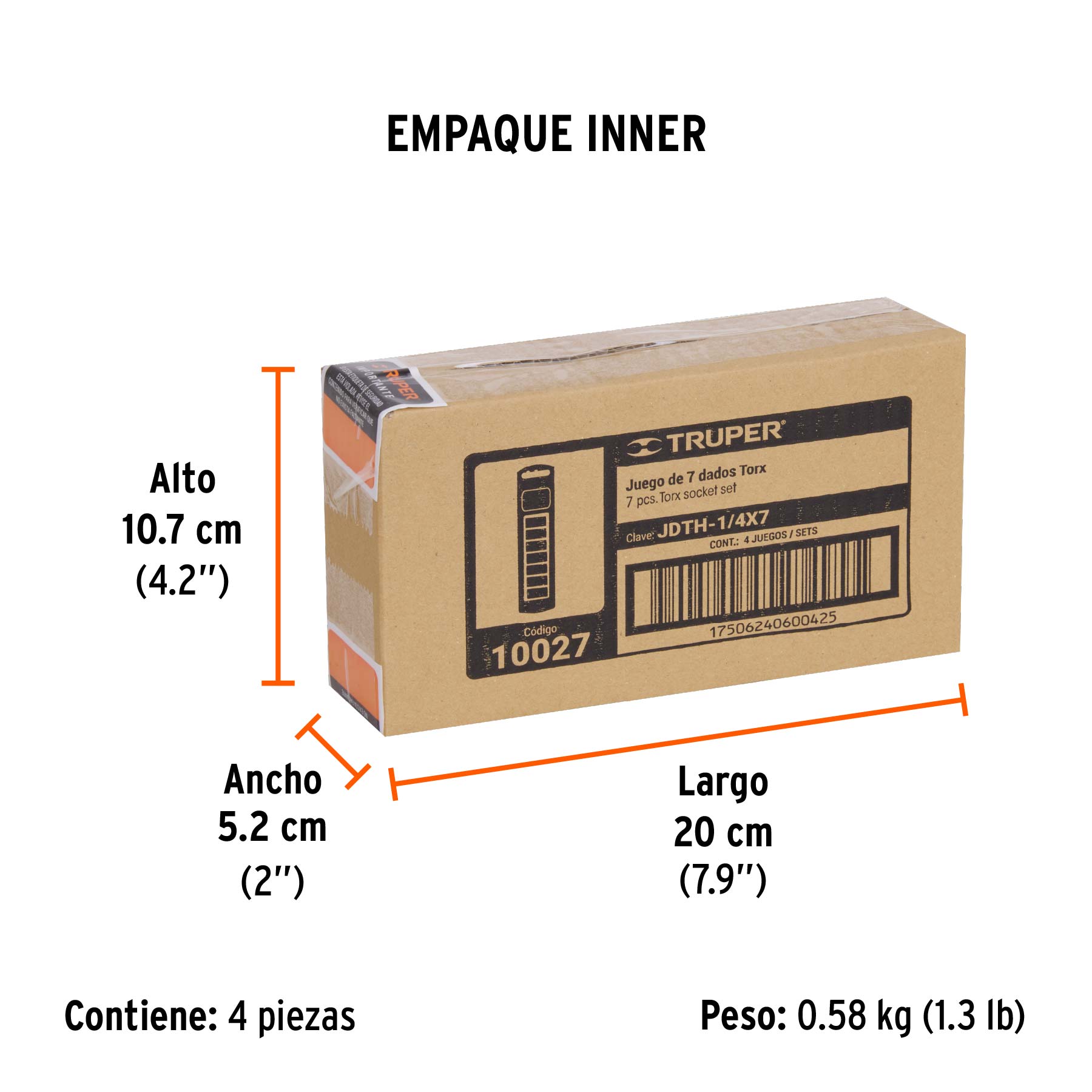 Juego dados torx hembra, 1/4", 7 piezas