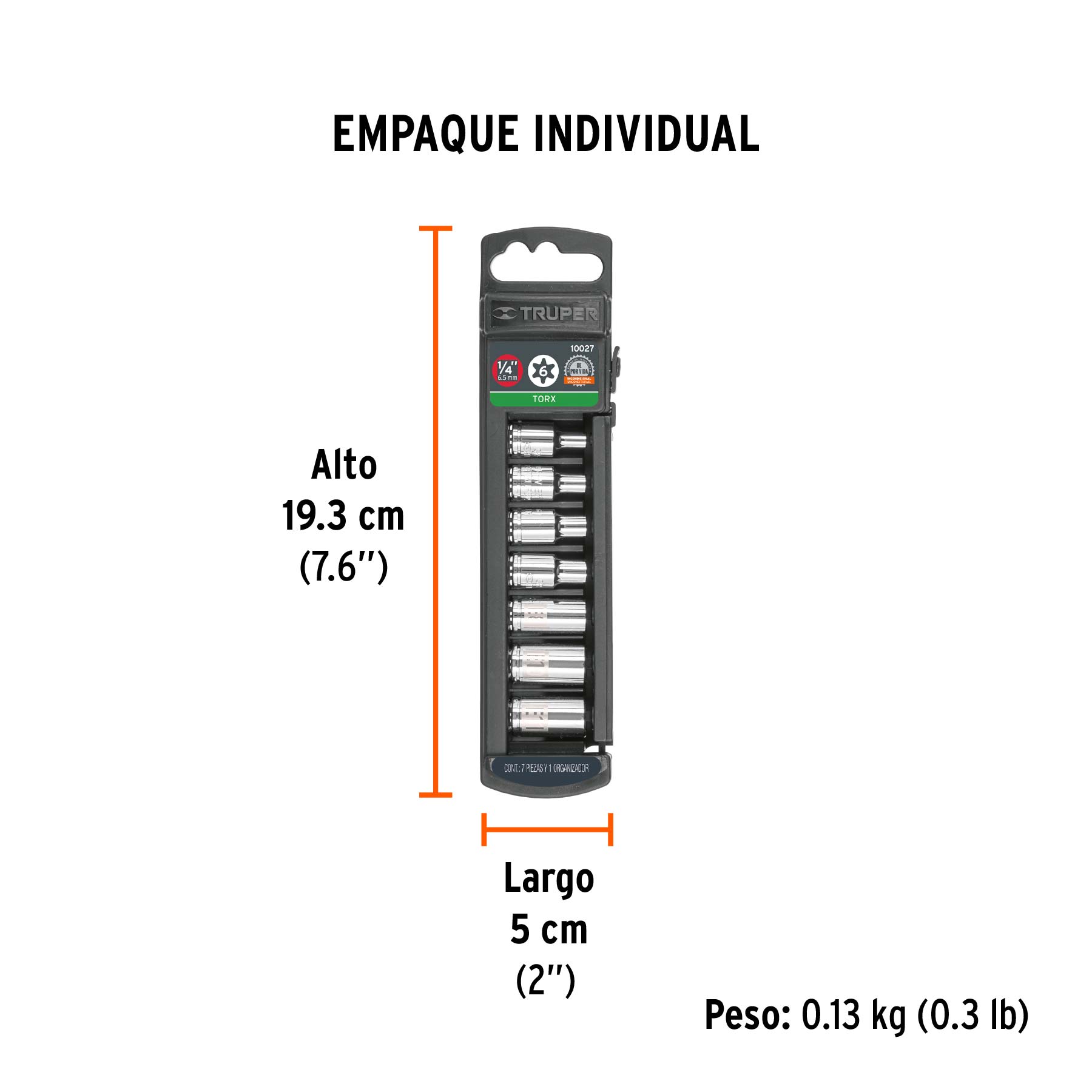 Juego dados torx hembra, 1/4", 7 piezas
