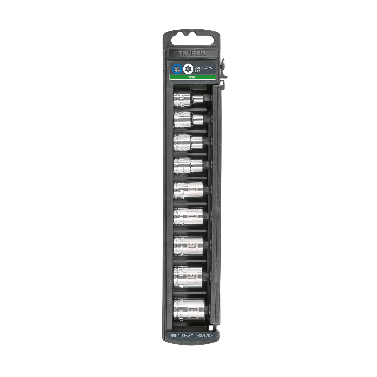 Juego dados, punta torx, 3/8", 9 piezas