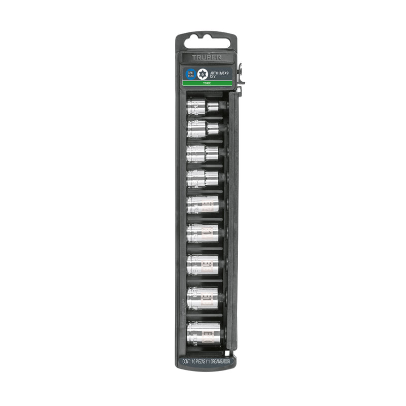 Juego dados, punta torx, 3/8", 9 piezas