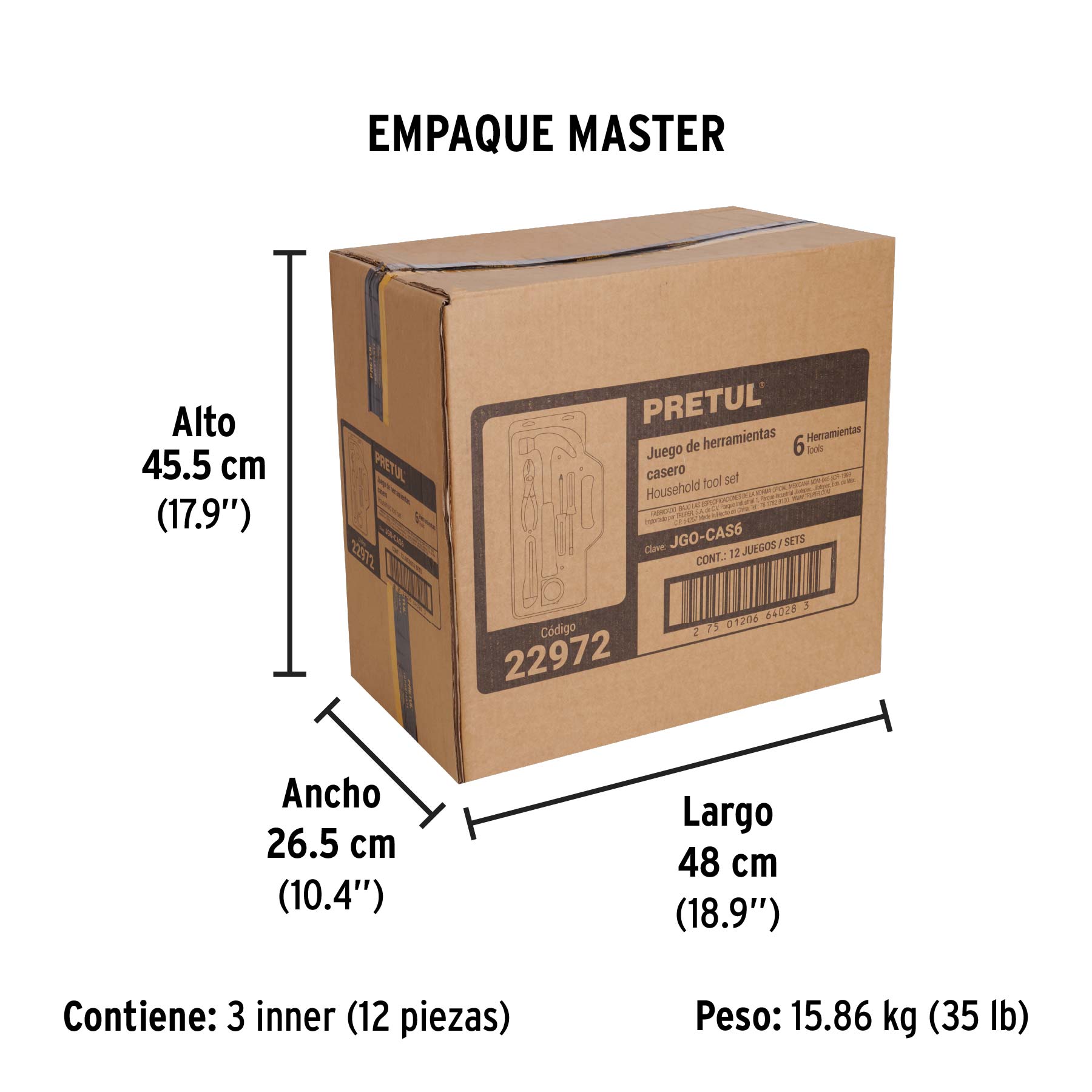 Juego casero de herramientas, 6 piezas, pretul
