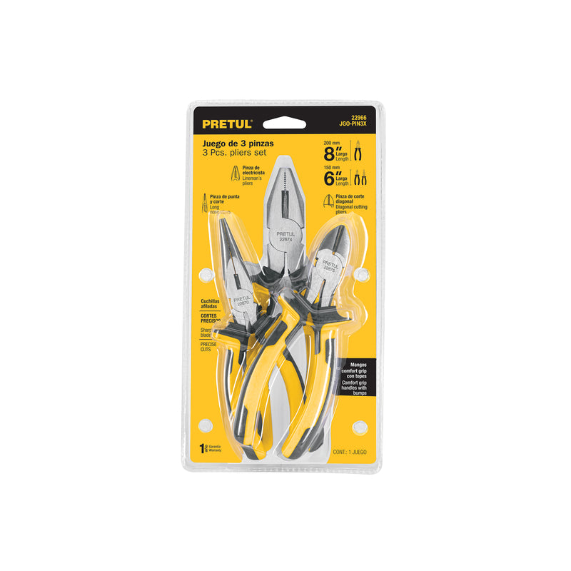 Juego de pinzas, 3 piezas, mango comfort grip, Pretul