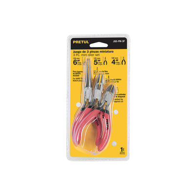 Juego pinzas miniaturas, 3 piezas, pretul