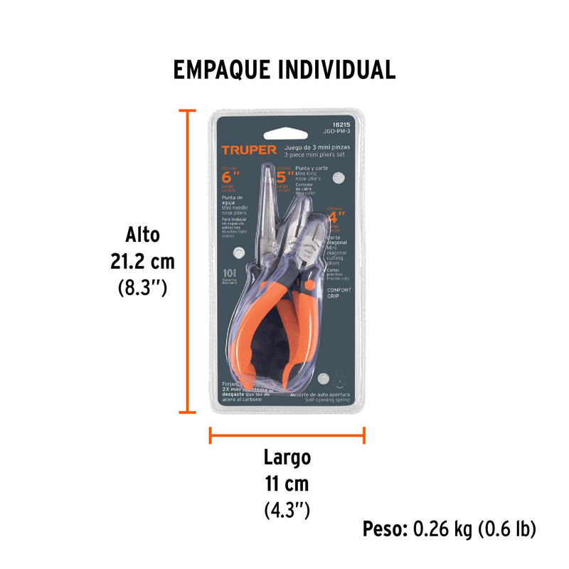 Juego pinzas miniaturas, 3 piezas