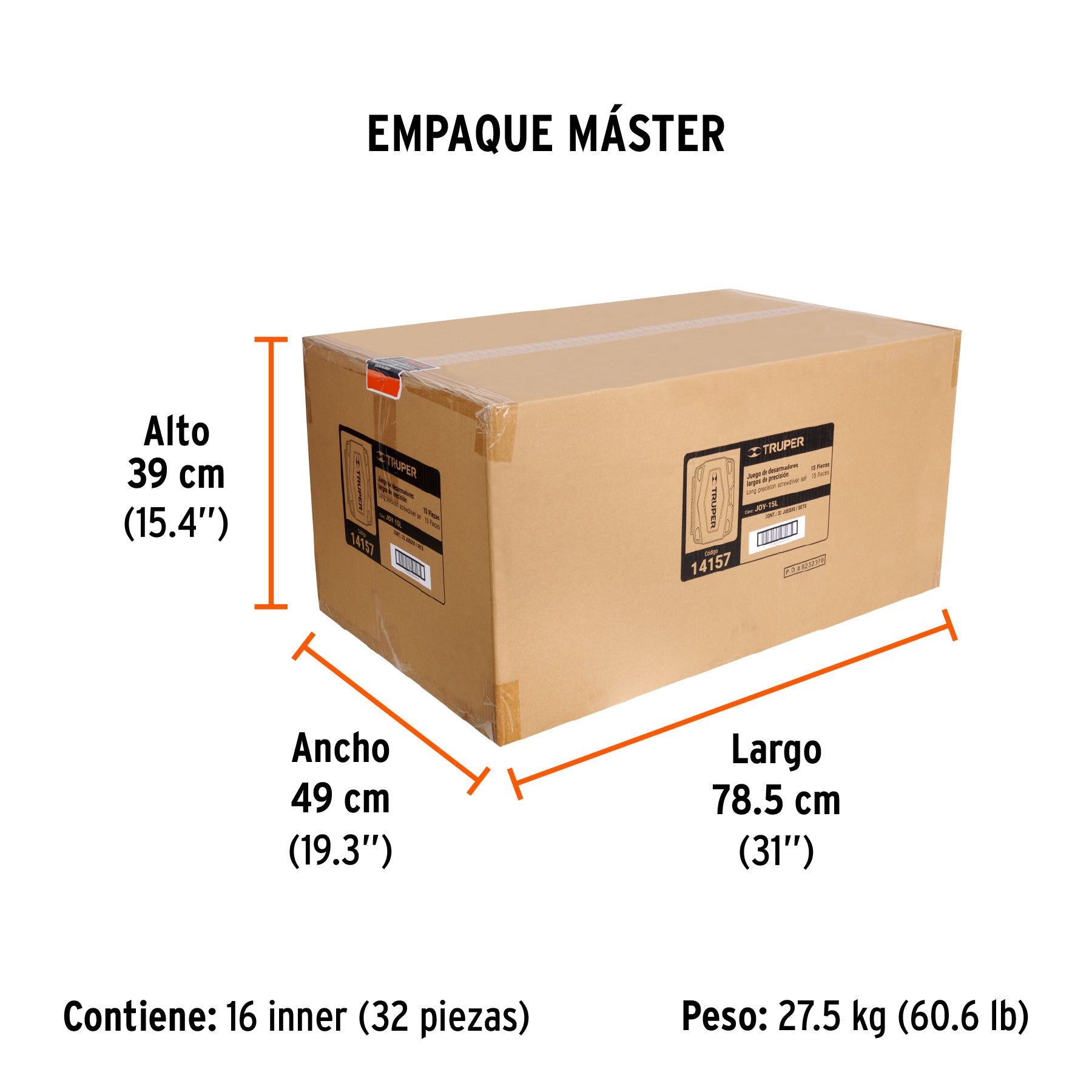 Juego con desarmadores largos de precisión, 15 piezas