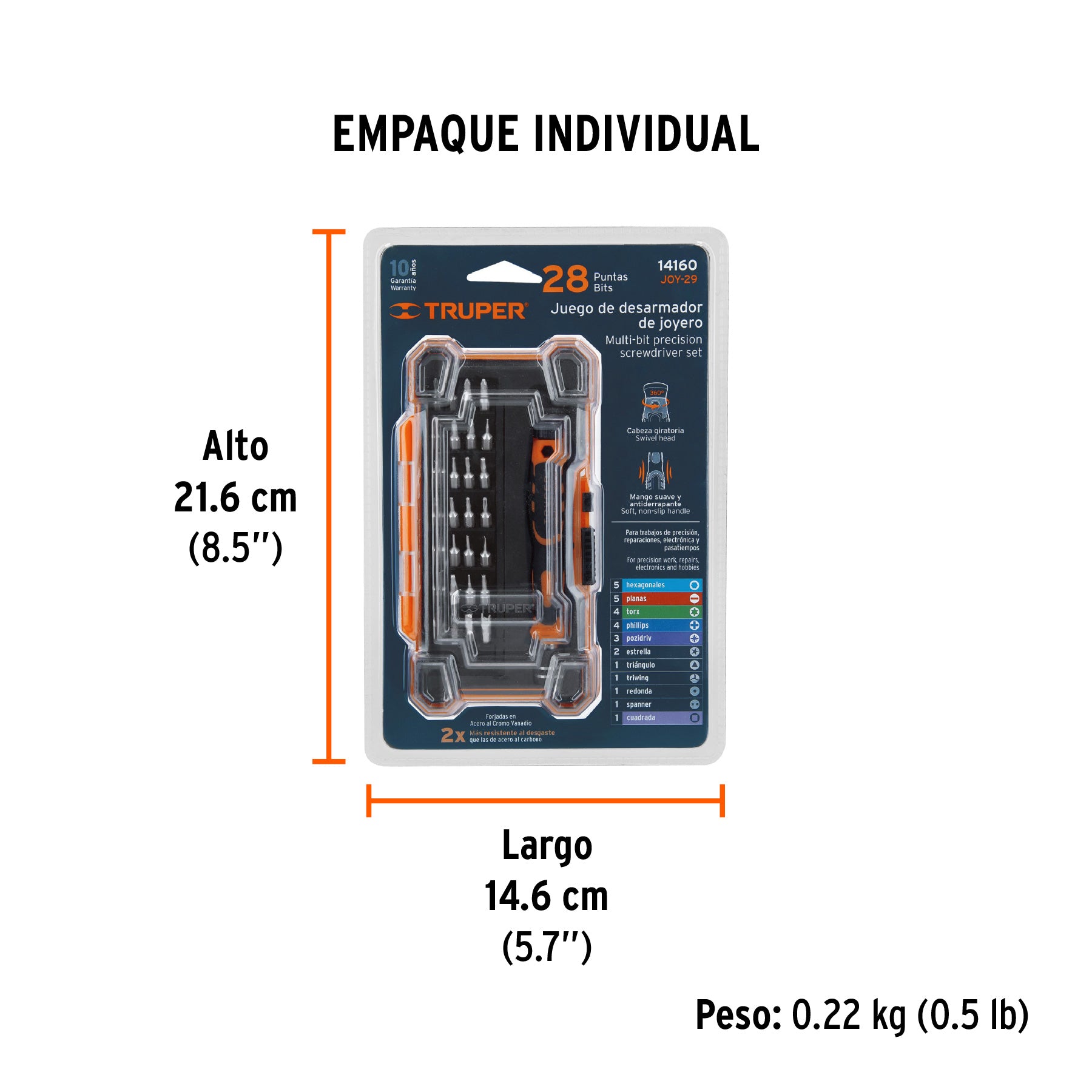 Juego desarmadores de precisión, punta intercambiable,29pzas