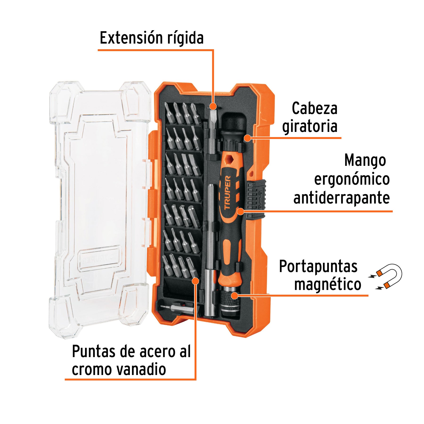 Juego desarmadores de precisión, punta intercambiable,32pzas