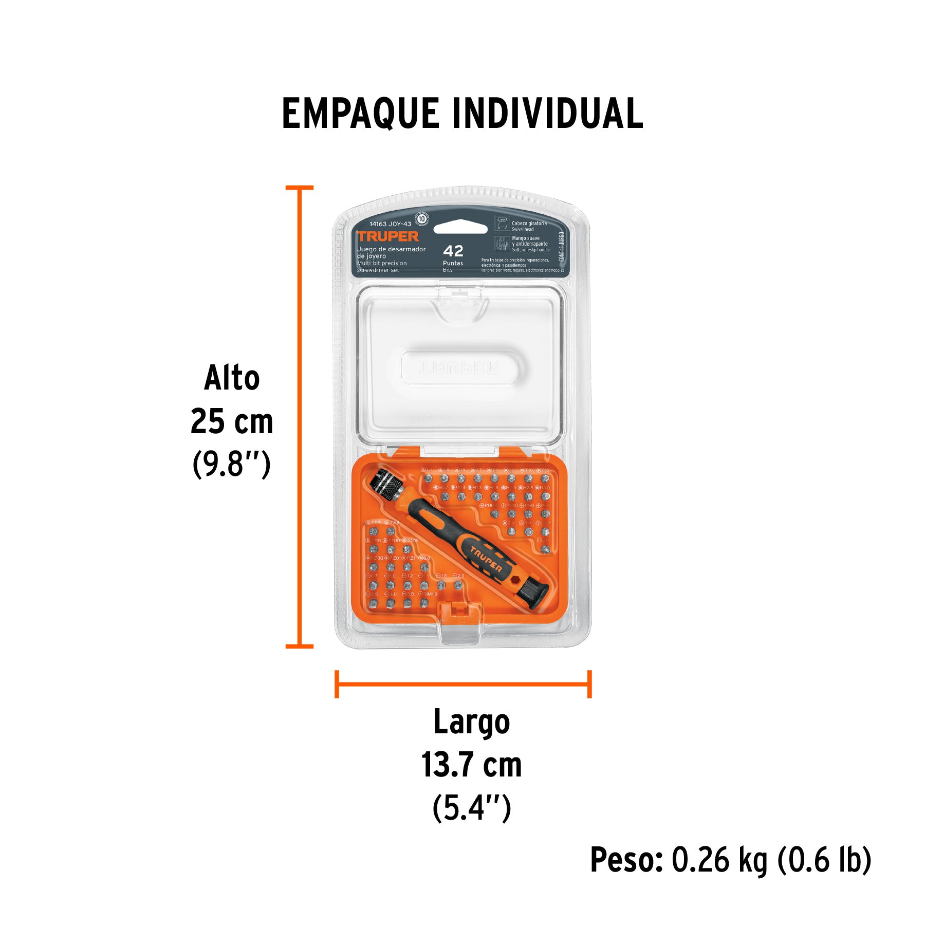 Juego desarmadores de joyero, punta intercambiable,42pzas