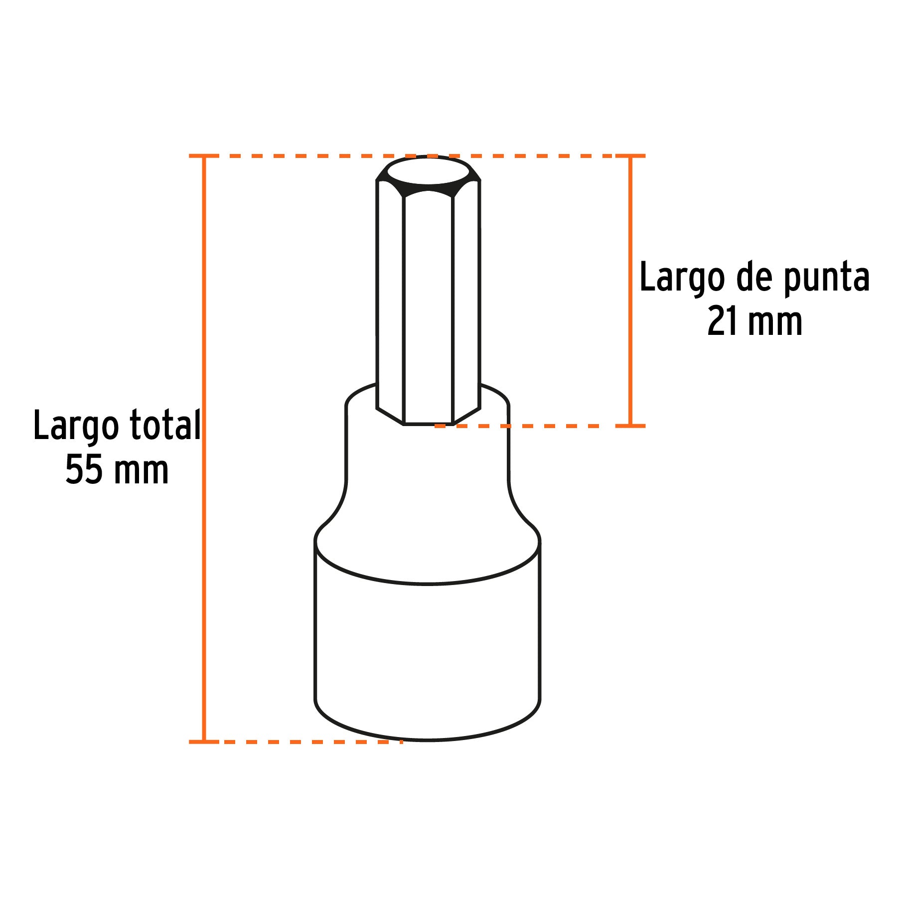 Juego de 7 dados cuadro 1/2' punta hexagonal mm, Truper