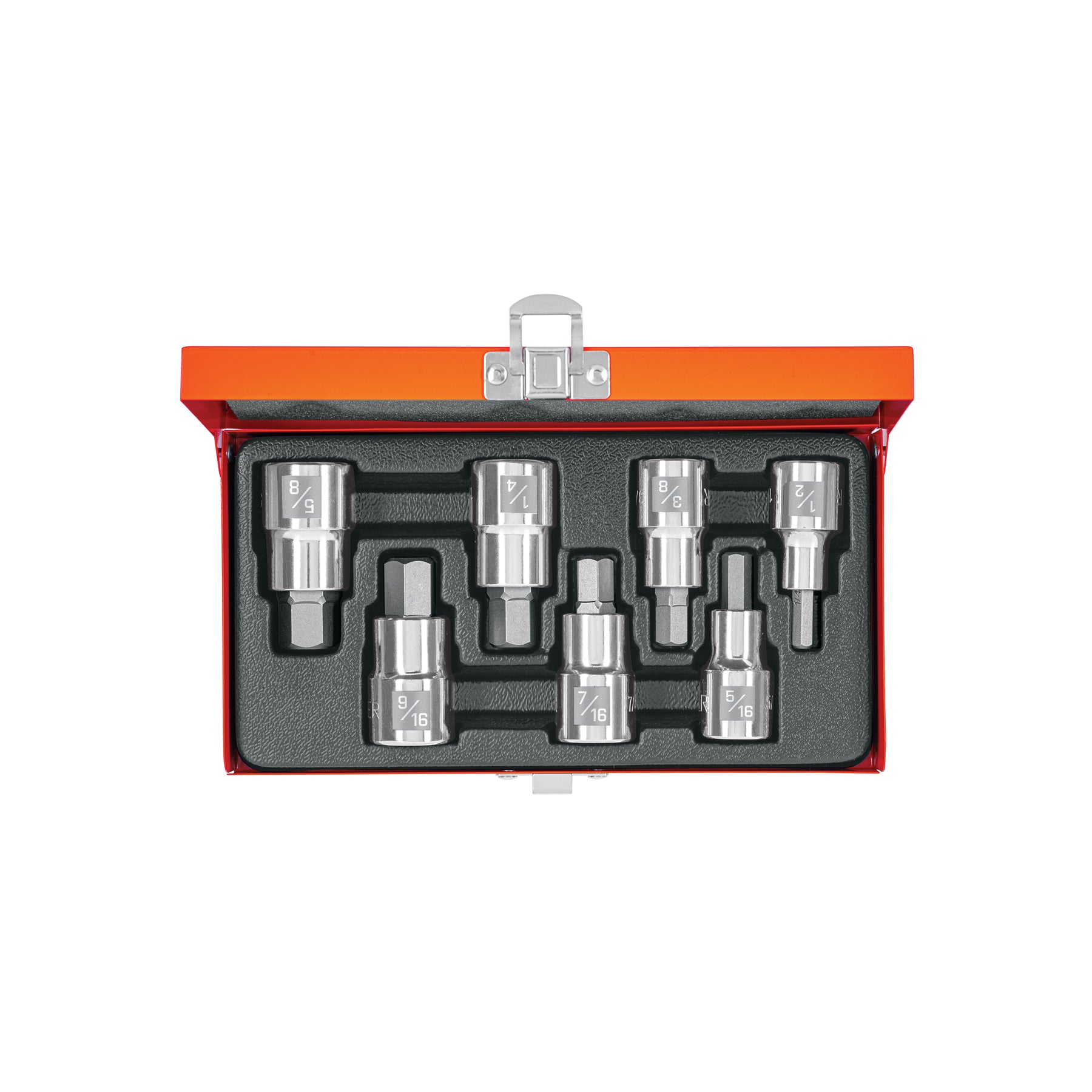 Juego dados punta hexagonal, cuadro 1/2", 7 piezas