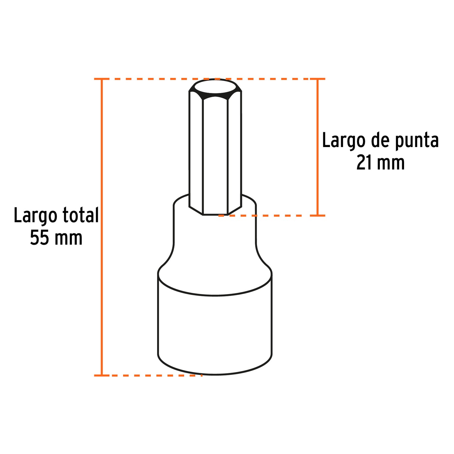Juego de 7 dados cuadro 1/2' punta hexagonal std, Truper