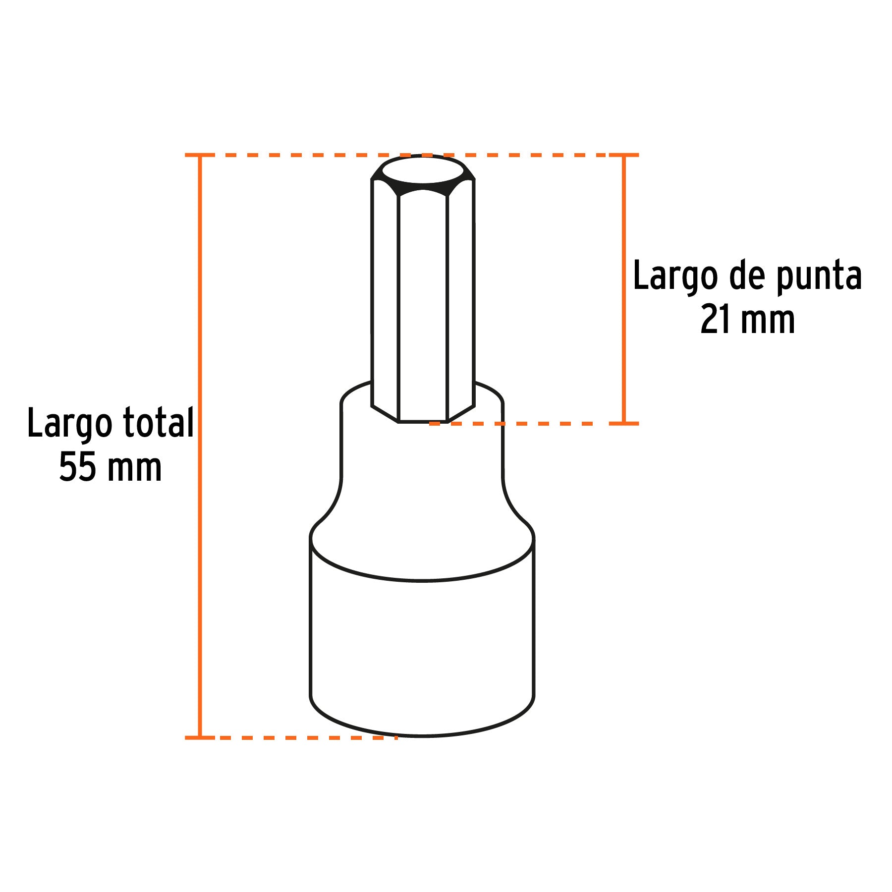 Juego de 7 dados cuadro 1/2' punta hexagonal std, Truper