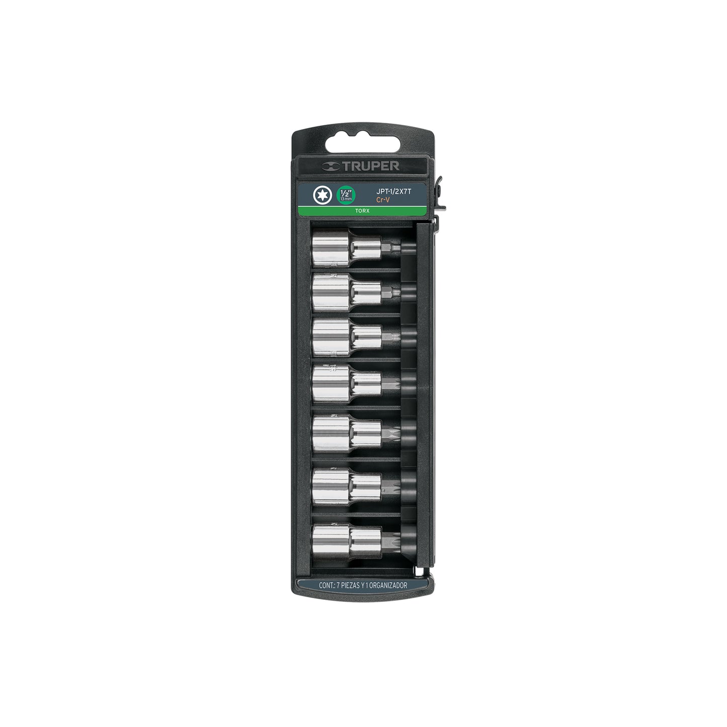 Juego de 7 dados cuadro 1/2' punta torx, Truper