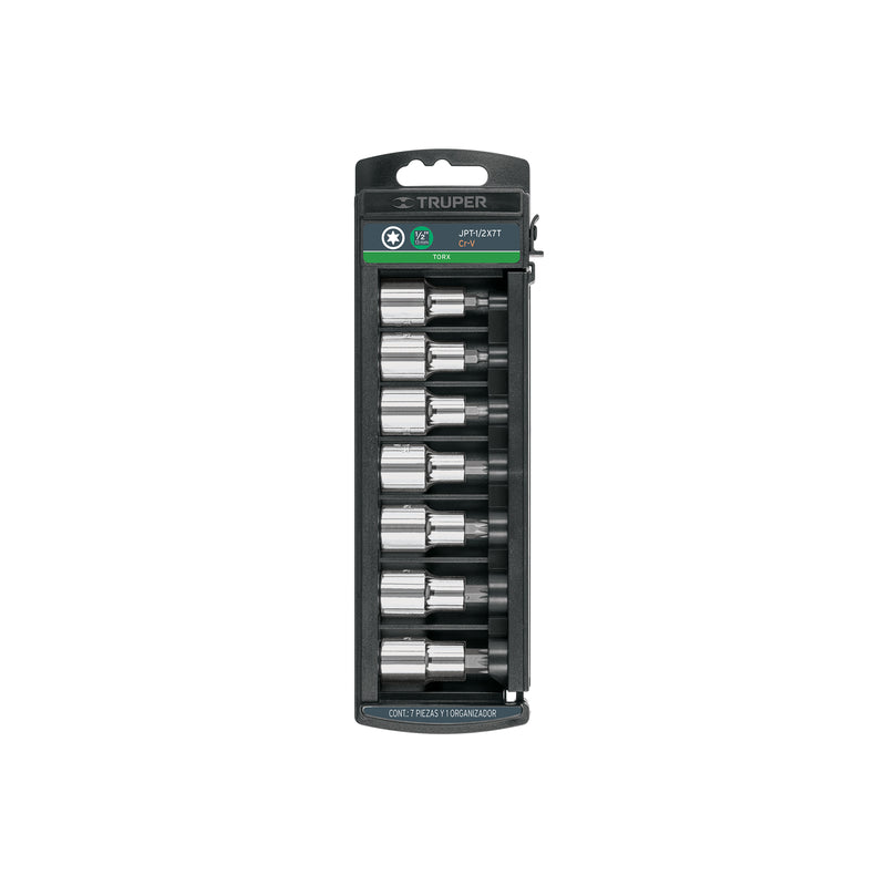 Juego de 7 dados cuadro 1/2' punta torx, Truper